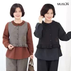 모슬린 엄마옷 레이스 면 생활한복 조끼 613CVB225 중년여성/50대/60대/70대/빅사이즈/할머니옷 584072Moon