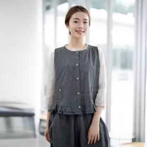 모슬린 엄마옷 린넨고방체크 생활한복조끼 613CVB213 중년여성/50대/60대/70대/빅사이즈/할머니옷 584075Mo