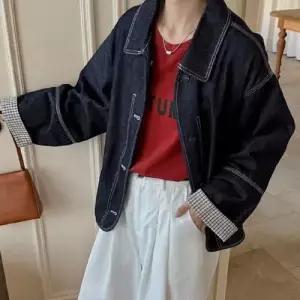 여사친 청 가을 청자켓 코트 체크 톱 SPO마켓3