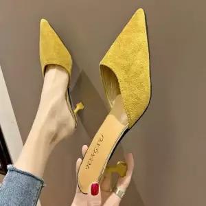 3컬러 스틸레토 여자 스웨이드 미들힐 펌프스힐 뮬