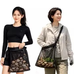 ( )메쉬 허리벨트 크로스형 도토리 그물 채집 수확 가방