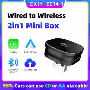 EKIY EC4 미니 Carplay 안 자동 무선 자동차 플레이 박스 어댑터에 유선 스마트 Ai Bluetooth WiFi Spotify