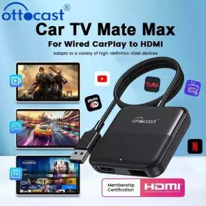 오토캐스트 익스프레스 카 TV 메이트 A4 무선 CarPlay 안 어댑터 HD 멀티미디어 비디오 컨버터 스틱 게임