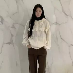 |KHJ6F3E|여성 루즈핏 프릴 기모 후드 집업 투웨이
