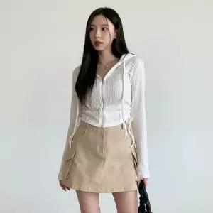 |KHJ6EBA|여성 슬림핏 후드 집업 골지 스트랩 절개 디자인