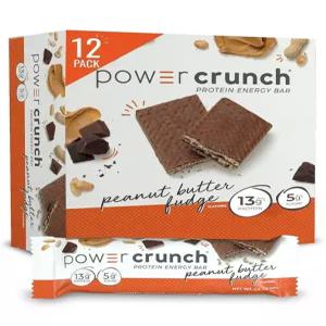 Power Crunch Protein Wafer Bars  맛있는 맛의 고단백 스낵 땅콩 버터 퍼지 1.4 온스 (12 개입)