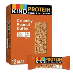 KIND Protein Sk Bar  크런치 땅콩 버터 건강 스낵 글루텐 프리 식물성 단백질 12g 12개입