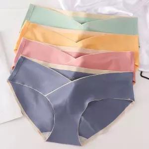 5PCS 코튼 출산 팬티 높은 허리 위한 조절 가능한 배꼽 지원 솔리드 컬러