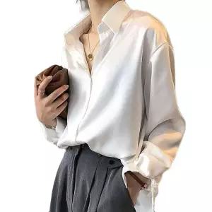 [라일리여성의류] Rly 여성 샤이닝 블라우스 데일리 셔츠 새틴 카라 남