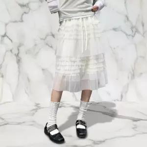 신상오픈런 여성용 레이어드 캉캉 레이스 미디 스커트