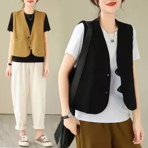 여자 빈티지 가을 캐주얼 면마 브이넥 야상 코디 조끼 좋은 SPO마켓3