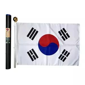 태극기 우리나라 국기 가정용 바람에 엉키지 2단 깃대 국기함