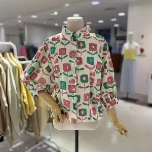 스테파니 A26SH6233 네모 꽃 나염 셔츠