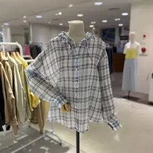 스테파니 A26SH6228 후드 끈 체크 남방