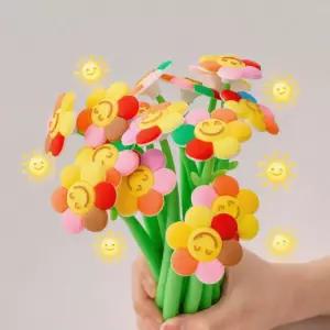 3pcs/5pcs 해바라기 쉐이크 음악 귀여운 서명 꽃 펜 높은 가치 웃는 얼굴 브러시 질문 학습 문구