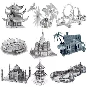3D 금속 퍼즐 YueYang Tower 세인트 피터 대성당 해변 오두막 건설 조립 모델 지그 소 선물