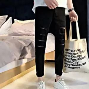 [하프클럽/]하의 패션 바지 컷팅 남성 데일리룩 슬림 팬츠 스키니