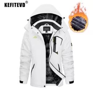 KEFITEVD 여성용 겨울용 헤비급 스노우보드 스키 재킷 아웃도어 방한 하이킹 바람막이 캐주얼