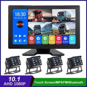 0인치 터치스크린 4채널 분할 화면 자동차 MP5 DVR 모니터(BT FM 70 ) ° AHD 080P 카메라는