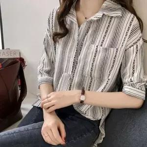( )여름셔츠 여성 여름 화이트 반팔 7부 여자 봄 블라우스 예쁜 여자 룩 루즈핏 하객 블라우스 셔츠 여름
