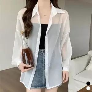 여름셔츠 남방 원단 얇은 여성 셔츠 시스루 데일리 캐주얼 여름