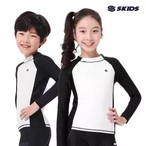 [텐제로]스키즈 남/여아동공용 래쉬가드 상의 화이트블랙 수영복 키즈 주니어 SF5US50