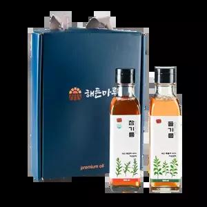 해든마루 저온압착 국산참기름+국산들기름 180ml 선물세트