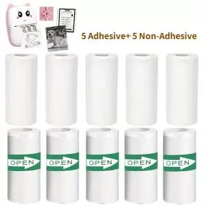 5롤 접착식 용지 및 감열지 57x25mm 흰색 잉크 없이 인쇄 가능 학습 노트 사진 메모에 이상적인 선물
