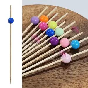 대나무 꼬지 원 아크릴 컬러볼 100p (과일꽂이 햄버거 포크 샌드위치 떡꼬치 과일꼬지 수제버거)