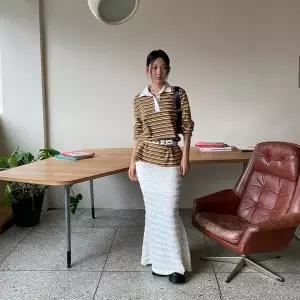 [하프클럽/셀러허브_여성트랜드패션]여성용 레이스 디테일 머메이드 롱스
