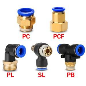 5PCS 공압 공기 커넥터 피팅 PC/PCF/PL/PB/SL 4mm 6mm 8mm 나사 1/8 1/4 3/8 1/2 호스 파이프 퀵