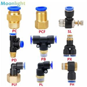 공압 공기 커넥터 피팅 PC/PCF/PL/PLF 4mm 6mm 8mm 나사 1/8 1/4 3/8 1/2 스트레이트 호스 파이프 퀵