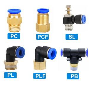 공압 공기 커넥터 피팅 PC PCF/PL/PLF 4mm 6mm 8mm 나사 1/8 1/4 3/8 1/2 호스 파이프 퀵