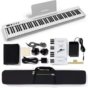 카리나 88 키 피아노 키보드 반가중치 휴대용 128톤 스피커 USB-MIDi 캐리백 서스테인 페달 초보자를 위한