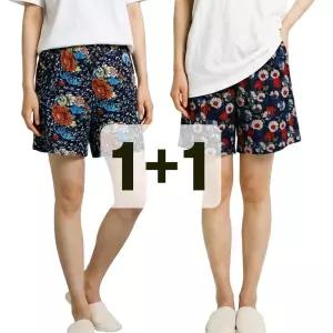 (2장) 꽃 아이스 쿨반바지 여성 쿨팬츠 여름 여자 밴딩 홈웨어 잠옷 반바지 랜덤 2장