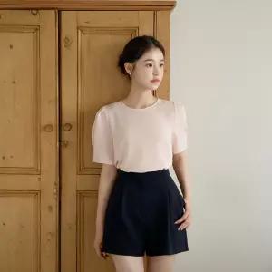 (국내제작)(MADE/뒷리본포인트) 클렘 소매맞턱 뒷넥 리본 쉬폰 반팔 블라우스 여름 썸머 bs8186