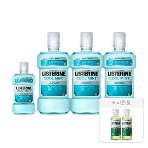 리스테린액 쿨민트 마일드 750ml, 3개+250ml, 1개+증정(그린티 마일드 100ml, 2개)