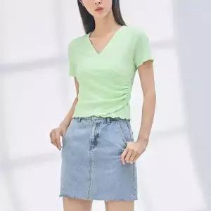 [미쏘] 랩디테일 반팔 티셔츠 (MIWHWC724A-T)