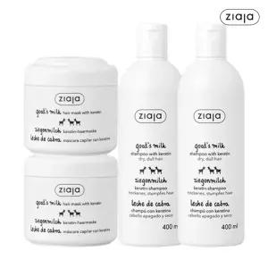 지아자 산양유 샴푸 400ml 2개 + 산양유 헤어 마스크팩 200ml 2개