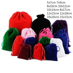보석에 대 한 10 개/몫 벨벳 패키지 가방 8x10/12x15/15x20/20x25cm Drawstring와 선물 웨딩 파우치 캔디 크리스마스