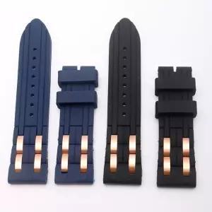 호환  24mm 블랙 블루 고무 실리콘 시계 밴드 게스용 - 메탈 버클 스포츠 시계 스트랩 교체