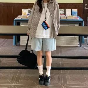 네모엔룩 셀렌스트라이프 모던 단가라 카라넥 루즈핏 포켓 긴팔 코튼 면 셔츠 블라우