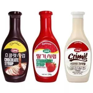초코시럽 530g 딸기시럽 530g 연유 500g