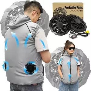 선풍기 조끼 현장 작업복 쿨링 Moon-Valley Air Conditioned Work Clothes Vest with USB Fan Hooded Water