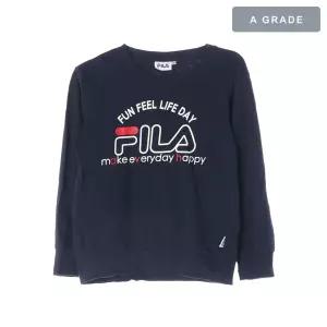 FILA 네이비 로고 프린트 맨투맨 키즈-140