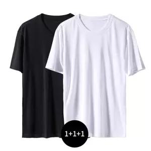 [T쇼페] [3PACK] 남여공용 쿨 냉감 기능성 레이어드 무지 반팔티 블랙/화이트
