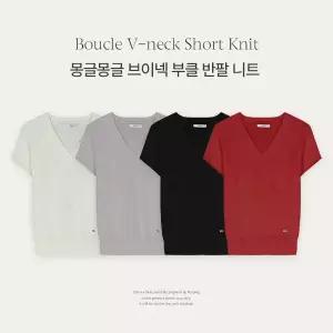 [핫핑](센텀시티점)[살안타템/여름필수] 리언느 부클 캡소매 브이넥 반팔니트 P000CSNL