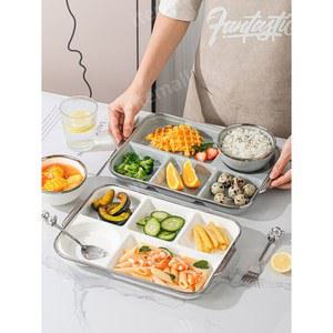 도자기 식판 어른 12인치 세트 실버 혼밥 나눔접시 화이트 조식 곡물 가정용 나눔 깅엄체크판 도자기식판 등급 급식판