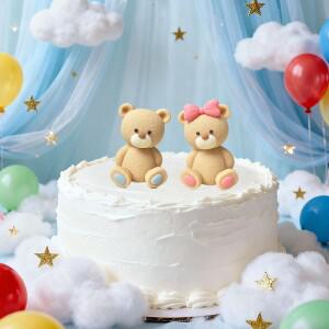 젠더 리빌 베어 케이크 토퍼 장식 소년 소녀 베이비 샤워 생일 파티