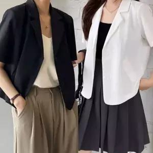 여성 여름 자켓 오피스 루즈핏 블레이저 여성 반팔 자켓 캐주얼 하객룩 기본 세미